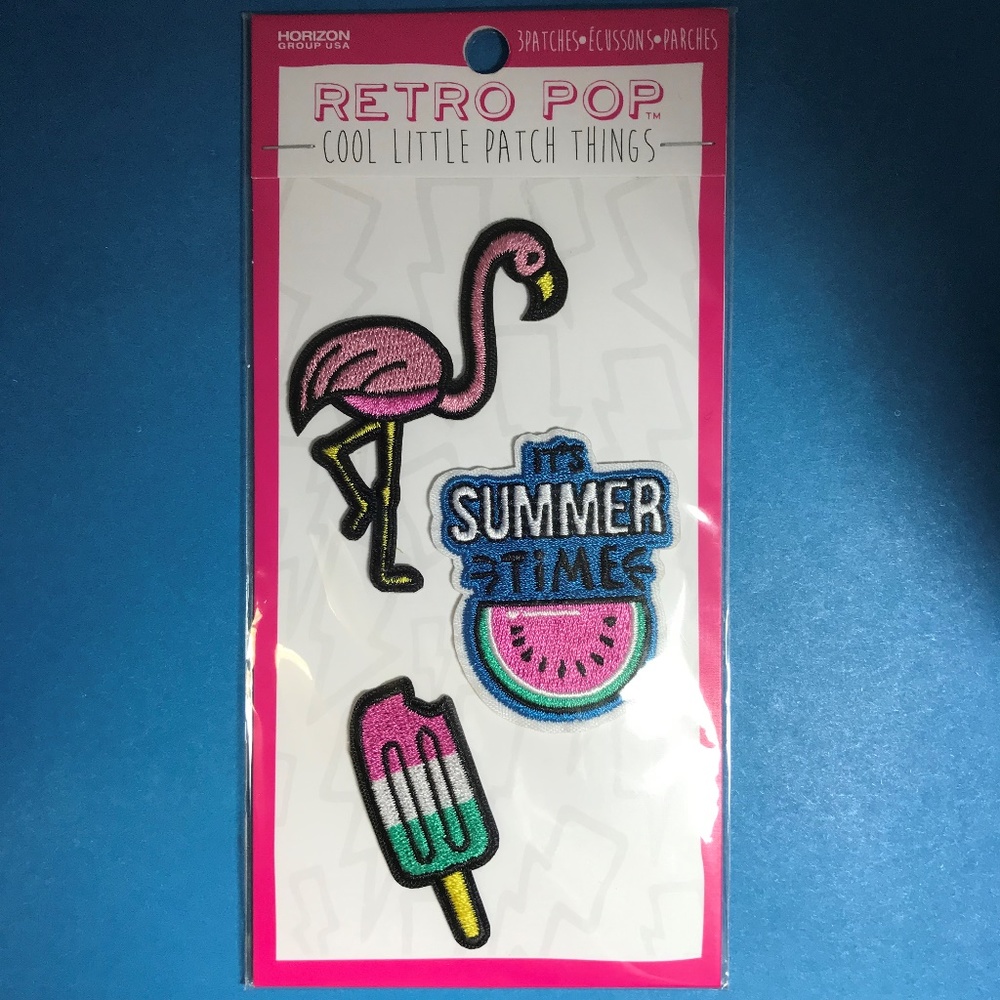 Set of 3 Flamingo Sumer Time Popsicle Patches